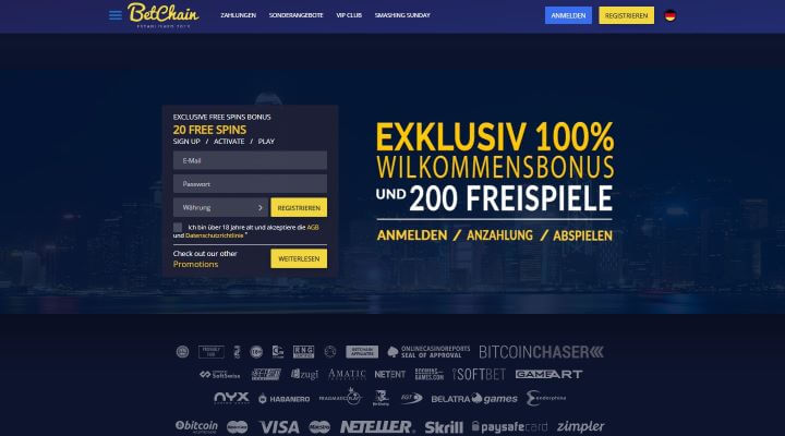 BetChain Casino – 100% bis 1 BTC oder 200€ + 200 Freispiele