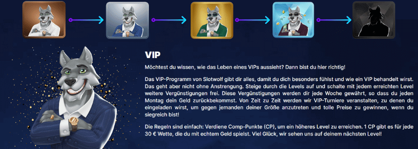 slotwolf casino vip programm banner