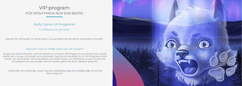wolfy casino vip-programm banner